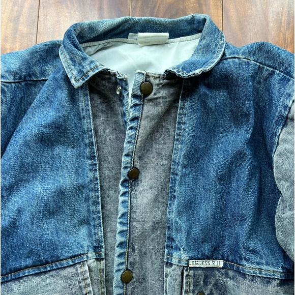 VINTAGE 80’S GUESS DENIM JACKET MEDIUM TWO TONE - Picture 9 of 12